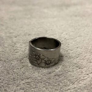 Handmade Floral Spoon Ring Size 8.5